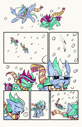 Size: 6600x10200 | Tagged: safe, artist:lytlethelemur, derpibooru import, oc, oc only, oc:gimbal lock, oc:rally point, pegasus, pony, absurd resolution, comic, comic preview, female, filly, roleplaying is magic, snow