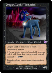 Size: 375x523 | Tagged: safe, artist:leffenkitty, edit, grogar, pony, card, ccg, cloven hooves, magic the gathering, male, ram, tambelon, trading card, trading card edit