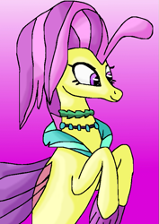 Size: 565x800 | Tagged: safe, artist:mojo1985, derpibooru import, ocean flow, seapony (g4), surf and/or turf, female, mare, purple background, simple background, solo