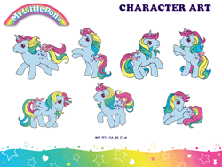 Size: 1000x750 | Tagged: safe, artist:kendrah smith, derpibooru import, moonstone, unicorn, g1, bow, female, mare, my little pony logo, official, poses, reference sheet, tail bow