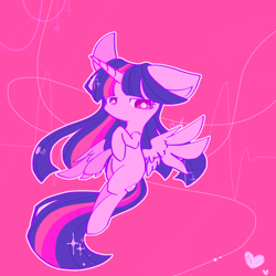 Size: 800x800 | Tagged: safe, artist:jisuppe, derpibooru import, twilight sparkle, twilight sparkle (alicorn), alicorn, pony, pink background, simple background, solo