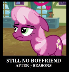 Size: 600x630 | Tagged: safe, cheerilee, pony, demotivational poster, forever alone, meme, motivational poster, poor cheerilee, solo