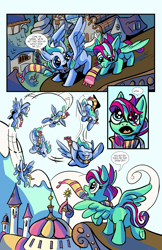 Size: 6600x10200 | Tagged: safe, artist:lytlethelemur, derpibooru import, oc, oc only, oc:gimbal lock, oc:rally point, pegasus, pony, comic:fly with me, absurd resolution, comic, female, filly, flying, littlepartycomics, roleplaying is magic