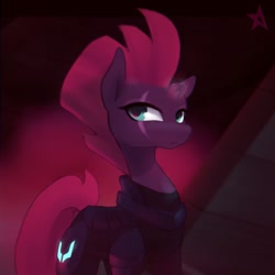 Size: 1136x1136 | Tagged: safe, artist:stardep, tempest shadow, pony, unicorn, my little pony: the movie, armor, broken horn, eye scar, female, mare, scar, solo