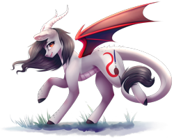 Size: 2936x2348 | Tagged: safe, artist:magicalbrownie, oc, oc only, oc:scarlet spectrum, dracony, hybrid, female, high res, raised hoof, simple background, solo, transparent background