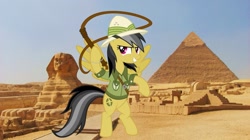 Size: 1309x732 | Tagged: safe, artist:jawsandgumballfan24, daring do, pony, egypt, irl, lasso, photo, ponies in real life, pyramid, pyramids of giza, rope