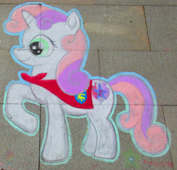 Size: 3269x3120 | Tagged: safe, artist:malte279, derpibooru import, sweetie belle, unicorn, chalk drawing, claire corlett, cutie mark, galacon, galacon 2018, the cmc's cutie marks, traditional art