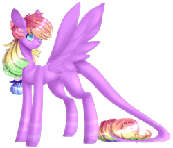 Size: 1272x1085 | Tagged: safe, artist:clefficia, oc, oc only, oc:rainbow crystal, pegasus, pony, cloven hooves, female, leonine tail, mare, simple background, solo, spread wings, transparent background, wings