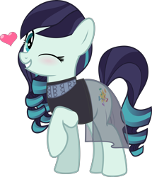 Size: 5994x6959 | Tagged: safe, artist:jhayarr23, coloratura, earth pony, pony, the mane attraction, absurd resolution, blushing, clothes, cute, female, heart, looking at you, mare, one eye closed, raised hoof, rarabetes, see-through, simple background, smiling, solo, transparent background, wink