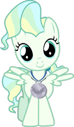 Size: 1460x2517 | Tagged: safe, artist:punzil504, vapor trail, pegasus, pony, female, filly, looking at you, medal, simple background, smiling, solo, transparent background, vector