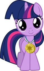 Size: 1561x2505 | Tagged: safe, artist:punzil504, twilight sparkle, pony, unicorn, cute, female, filly, medal, simple background, solo, transparent background, twiabetes, vector