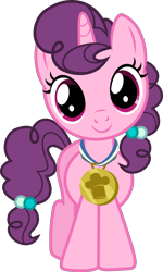 Size: 1726x2876 | Tagged: safe, artist:punzil504, sugar belle, pony, cute, female, filly, medal, simple background, smiling, solo, transparent background, vector