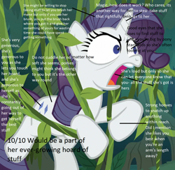 Size: 1110x1085 | Tagged: safe, derpibooru import, edit, edited screencap, screencap, mean rarity, pony, unicorn, the mean 6, 10/10, analysis, bronybait, clone, cropped, faic, female, mare, solo, text