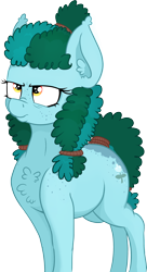 Size: 1744x3196 | Tagged: safe, artist:paskanaakka, derpibooru exclusive, derpibooru import, oc, oc only, oc:gleamblossom, earth pony, pony, bags under eyes, butt freckles, chest fluff, ear fluff, female, freckles, grumpy, mare, nose wrinkle, simple background, solo, transparent background