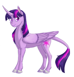 Size: 1316x1360 | Tagged: safe, artist:kappetapp, twilight sparkle, twilight sparkle (alicorn), alicorn, classical unicorn, pony, unicorn, cloven hooves, leonine tail, simple background, solo, transparent background, unshorn fetlocks