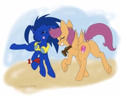 Size: 4999x3996 | Tagged: safe, artist:larrykitty, derpibooru import, scootaloo, pony, crossover, cute, cutie mark, dancing, dock, female, filly, goggles, plot, ponified, shipping, silly, silly pony, sonic the hedgehog, sonic the hedgehog (series), sonicloo, the cmc's cutie marks, tongue out