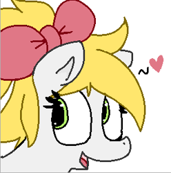 Size: 298x300 | Tagged: safe, artist:anonymous, oc, oc only, oc:kyrie, pony, aryan, aryan pony, blonde, bow, bust, heart, looking away, nazipone