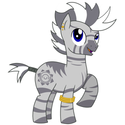 Size: 2000x2000 | Tagged: safe, artist:toyminator900, derpibooru import, oc, oc only, oc:corey, zebra, ear piercing, earring, jewelry, leg rings, male, piercing, simple background, solo, tail wrap, transparent background, zebra oc