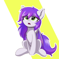 Size: 1945x1950 | Tagged: safe, artist:krash42, derpibooru import, oc, oc only, bat pony, pony, abstract background, bat pony oc, female, mare, sitting, solo