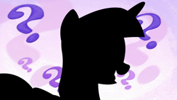 Size: 1920x1080 | Tagged: safe, screencap, twilight sparkle, twilight sparkle (alicorn), alicorn, pony, all bottled up, best friends until the end of time, happy, question mark, silhouette, smiling, solo, template, twilight's bottled thoughts