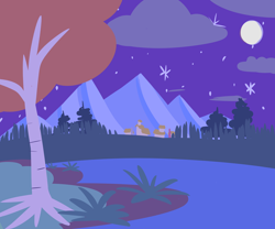 Size: 3000x2500 | Tagged: safe, artist:provolonepone, derpibooru import, background, barely pony related, forest, full moon, moon, mountain, night, no pony, ponyville, scenery, stars, tree