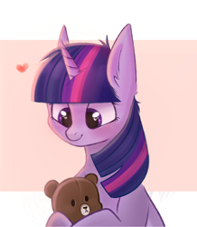 Size: 2466x2832 | Tagged: safe, artist:pesty_skillengton, derpibooru import, twilight sparkle, bear, pony, unicorn, cute, female, foal, heart eyes, mare, plushie, solo, teddy bear, twiabetes, wingding eyes