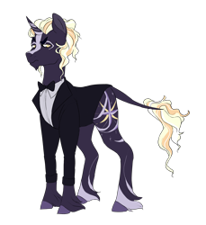 Size: 2496x2729 | Tagged: safe, artist:oniricat, derpibooru import, oc, oc only, bowtie, clothes, simple background, solo, transparent background, tuxedo, unshorn fetlocks