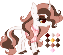 Size: 952x839 | Tagged: safe, artist:sweethearttarot, derpibooru import, oc, oc only, beauty mark, clothes, cloven hooves, color palette, commission, curved horn, leonine tail, reference sheet, simple background, solo, sweater, transparent background