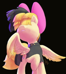 Size: 1000x1128 | Tagged: safe, artist:raikoh, songbird serenade, pegasus, pony, my little pony: the movie, black background, clothes, female, mare, simple background, solo