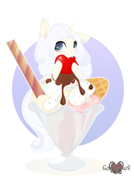 Size: 1800x2376 | Tagged: safe, artist:xsatanielx, derpibooru import, oc, oc only, female, food, ice cream, ponies in food, rcf community