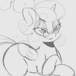 Size: 726x729 | Tagged: safe, artist:tre, derpibooru import, princess flurry heart, pony, female, glasses, grayscale, mare, monochrome, older, solo, traditional art