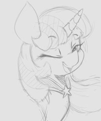 Size: 747x898 | Tagged: safe, artist:tre, derpibooru import, twilight sparkle, unicorn, female, grayscale, mare, monochrome, one eye closed, solo, wink