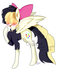 Size: 4339x5402 | Tagged: safe, artist:vulvixnn, derpibooru import, songbird serenade, pegasus, pony, my little pony: the movie, absurd resolution, blushing, bow, cute, female, hair bow, mare, simple background, solo, transparent background