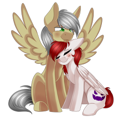 Size: 2000x1850 | Tagged: safe, artist:adostume, derpibooru import, oc, oc only, pegasus, pony, blushing, cute, nuzzling, simple background, smiling, transparent background