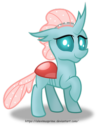 Size: 1024x1290 | Tagged: safe, artist:aleximusprime, derpibooru import, ocellus, changedling, changeling, season 8, spoiler:s08, cute, diaocelles, female, raised hoof, simple background, smiling, solo, transparent background