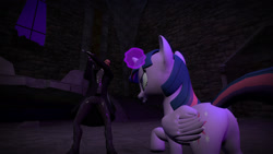 Size: 1920x1080 | Tagged: safe, derpibooru import, twilight sparkle, twilight sparkle (alicorn), alicorn, human, 3d, castle of the royal pony sisters, clothes, fanfic art, fight, gmod, johnathan johnson, original art, story included, trenchcoat