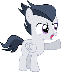 Size: 6815x8030 | Tagged: safe, artist:cyanlightning, rumble, pegasus, pony, .svg available, absurd resolution, angry, colt, male, open mouth, pointing, simple background, solo, transparent background, vector