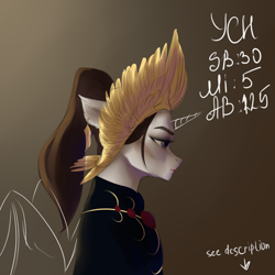 Size: 1024x1024 | Tagged: safe, artist:zefirayn, derpibooru import, oc, oc only, anthro, auction, clothes, commission, digital art, female, hat, mare, signature, solo, vexel, ych example, your character here