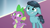Size: 1280x720 | Tagged: safe, derpibooru import, screencap, spike, thorax, changeling, crystal pony, dragon, pony, the times they are a changeling, colt, crystal hoof, disguise, disguised changeling, duo, floppy ears, lip bite, male, nervous