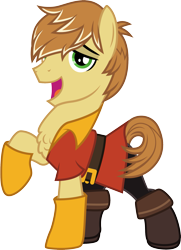 Size: 1501x2068 | Tagged: safe, artist:cloudyglow, feather bangs, earth pony, pony, hard to say anything, beauty and the beast, chest fluff, clothes, clothes swap, cosplay, costume, disney, gaston, male, simple background, smiling, solo, stallion, transparent background, vector