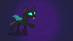 Size: 1280x720 | Tagged: safe, derpibooru import, screencap, thorax, changeling, the times they are a changeling, male, purple background, sad, simple background, solo