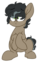 Size: 918x1459 | Tagged: safe, artist:binkyt11, derpibooru import, doctor caballeron, colt, concerned, curly mane, male, simple background, solo, transparent background, younger