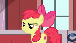 Size: 1920x1080 | Tagged: safe, derpibooru import, screencap, apple bloom, pony, the break up breakdown, angry, barn, female, filly, solo