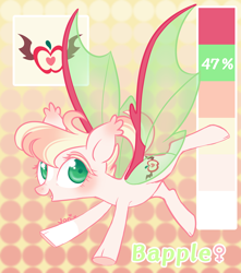 Size: 1684x1901 | Tagged: safe, artist:nemovonsilver, derpibooru import, oc, oc only, oc:bapple, bat pony, pony, happy, smiling, solo