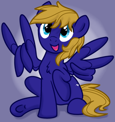 Size: 1548x1638 | Tagged: safe, artist:lannielona, oc, oc only, oc:cloud quake, pegasus, pony, show accurate, sitting, solo