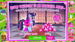 Size: 854x480 | Tagged: safe, derpibooru import, scootaloo, twilight sparkle, twilight sparkle (alicorn), alicorn, 80s, advertisement, costs real money, crack is cheaper, gameloft, greedloft, madonna, material girl, official, pop princess twilight, song reference