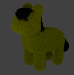 Size: 390x395 | Tagged: safe, artist:artdbait, derpibooru exclusive, oc, oc only, oc:tami k. maru, earth pony, pony, 3d, black mane, body horror, cute, digital art, eldritch abomination, fluffy, no eyes, solo, yellow coat