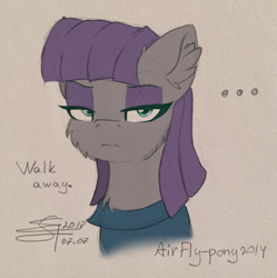 Size: 2013x2019 | Tagged: safe, artist:airfly-pony, derpibooru import, maud pie, earth pony, pony, ..., bust, cheek fluff, cute, ear fluff, looking at you, portrait, rcf community, signature, solo, traditional art