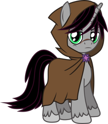 Size: 1416x1616 | Tagged: safe, artist:lightningbolt, derpibooru exclusive, derpibooru import, idw, shadow lock, pony, unicorn, spoiler:comic, .svg available, cape, clothes, hood, hood up, horn, idw showified, looking at you, male, scar, simple background, solo, stallion, standing, svg, transparent background, unshorn fetlocks, vector, villains of equestria collab
