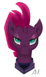 Size: 600x1000 | Tagged: safe, artist:afterman, tempest shadow, pony, unicorn, my little pony: the movie, broken horn, bust, eye scar, female, head, mare, scar, serious, simple background, solo, transparent background